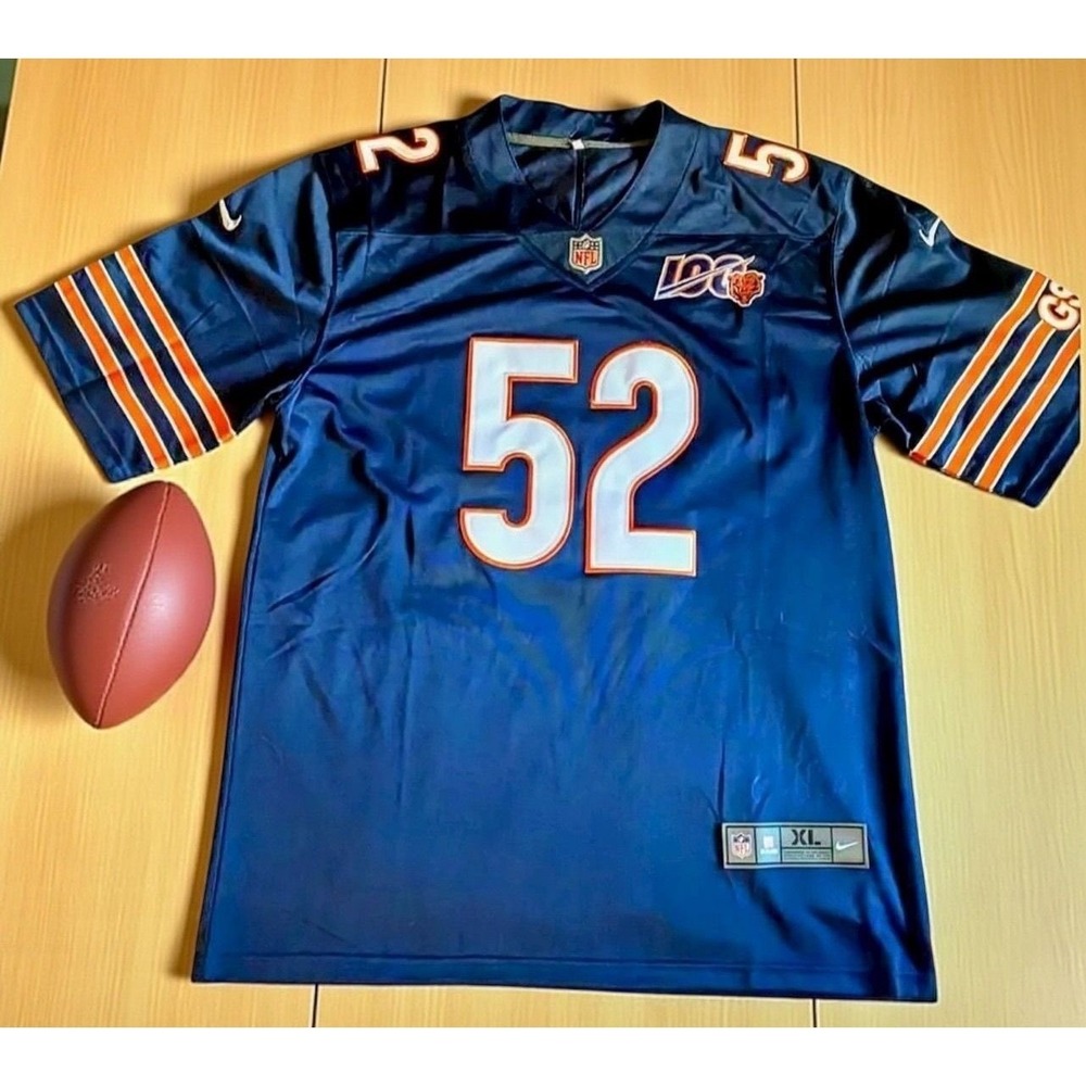 Nike Chicago Bears Khalil Mack 52 NFL 100th Anniversary Jersey Navy Blue XL